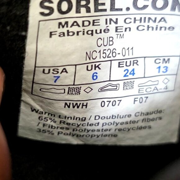 Sorel Kids Insulated Winter Snow Boots Black Size 7 - Picture 8 of 8